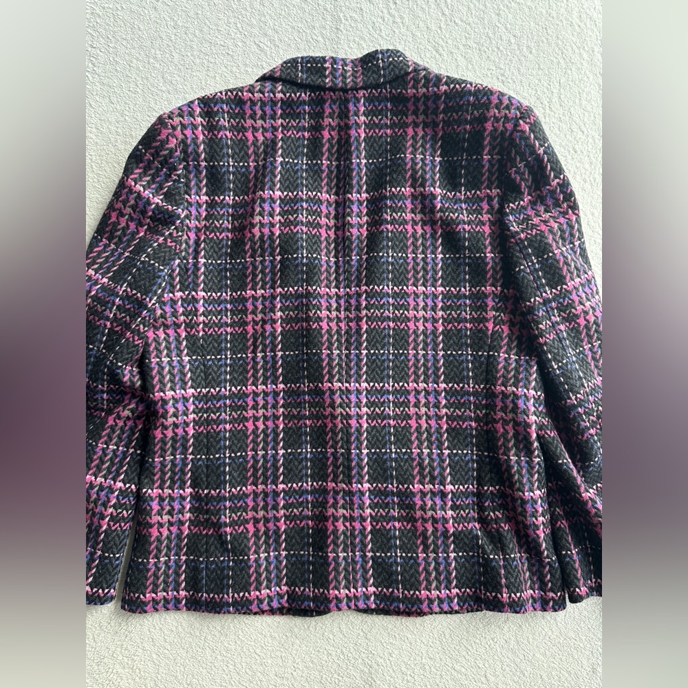 Pendleton Women’s Wool Checkered Jacket Blazer size 10 USA Made pink black plaid - Picture 5 of 12